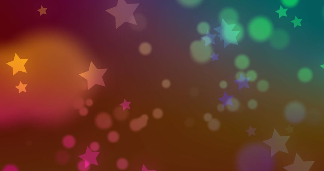 Colorful Stars and Bokeh on Vibrant Gradient Background