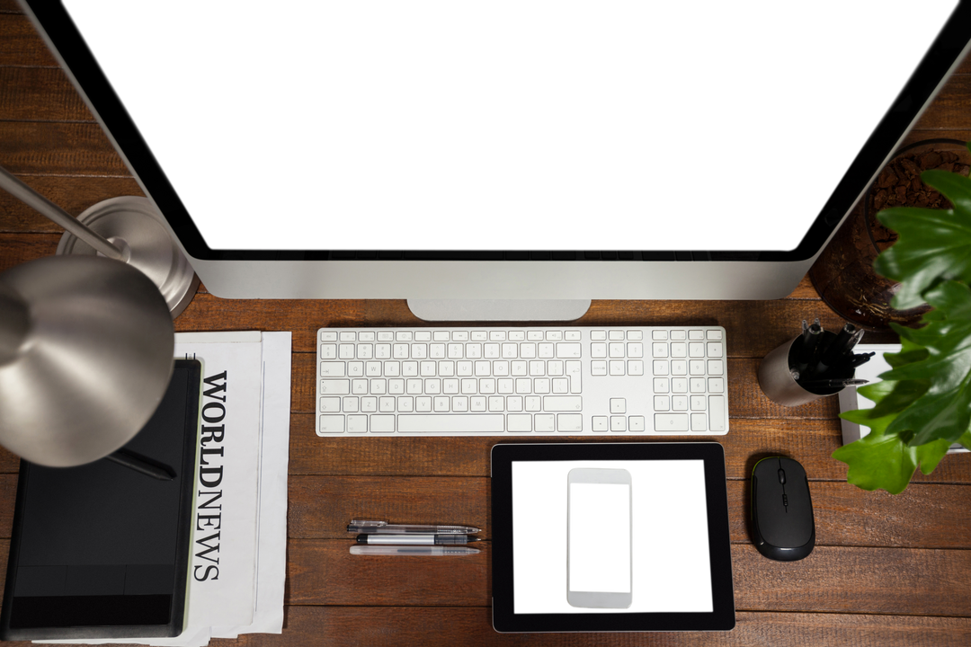 Transparent Desktop Workspace with Digital Devices and Office Supplies - Download Free Stock Images Pikwizard.com