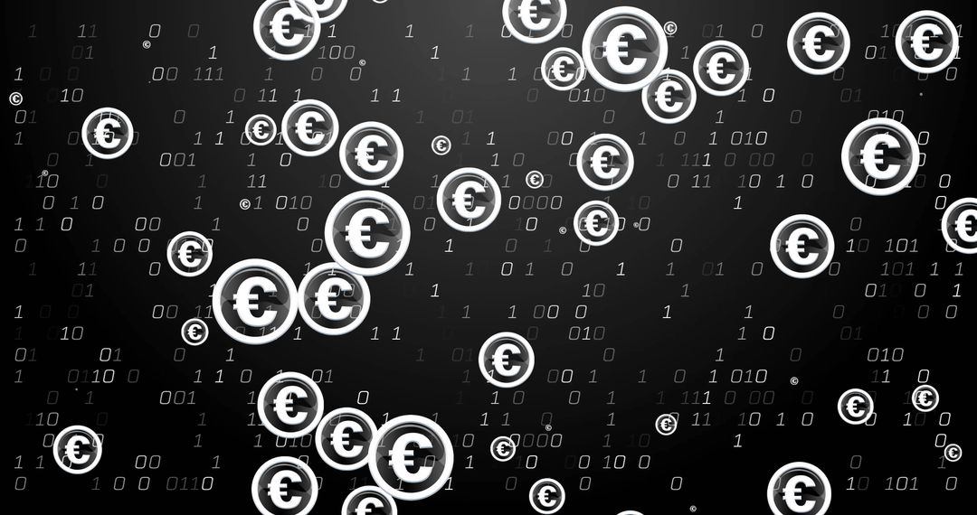 Digital Euro Currency with Binary Coding and Data Processing - Free Images, Stock Photos and Pictures on Pikwizard.com