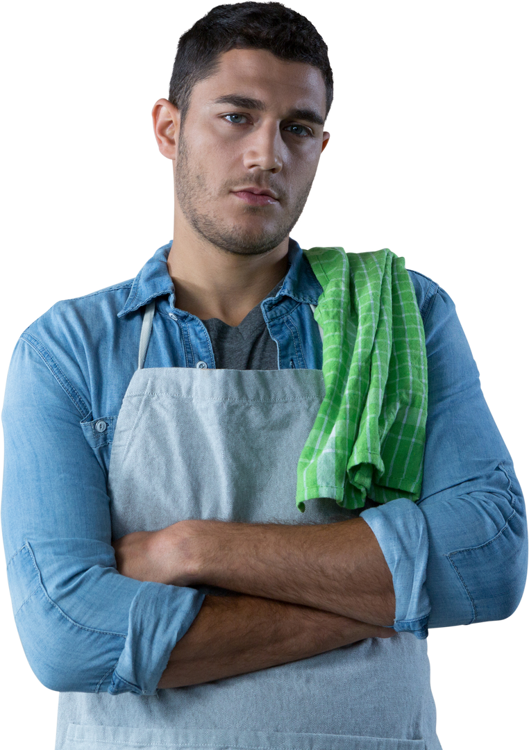 Transparent Confident Male Waiter with Towel Over Shoulder - Download Free Stock Images Pikwizard.com