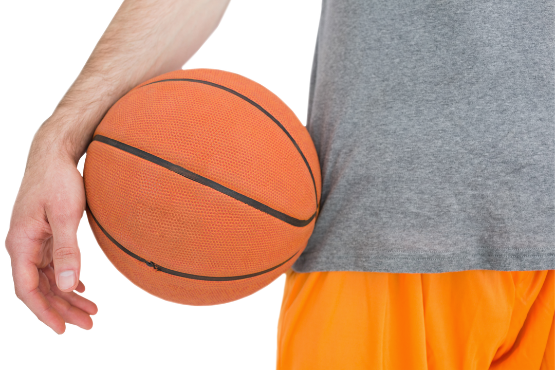 Midsection of Caucasian Man Holding Basketball Isolated on Transparent Background - Download Free Stock Images Pikwizard.com