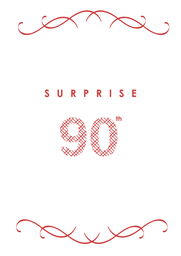 Transparent Red 90 Number with Elegant Decorative Pattern