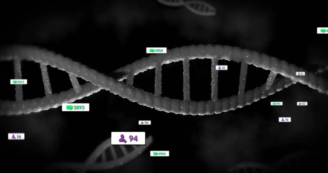 Futuristic DNA Strand Visualizing Digital Data Tags