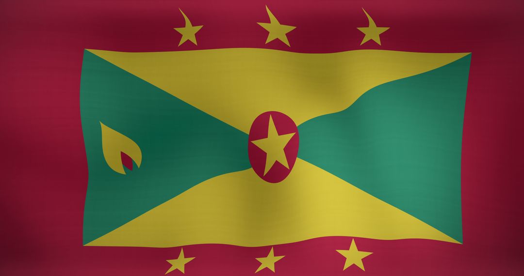 Waving Flag of Grenada Symbolizing National Pride