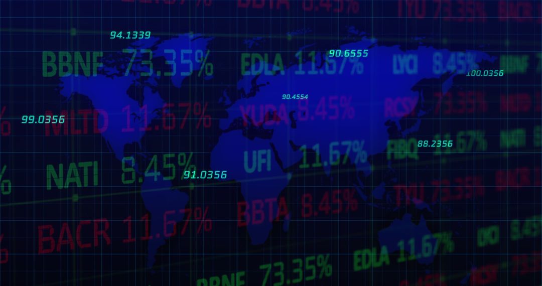Global Financial Data Concepts with World Map Overlay
