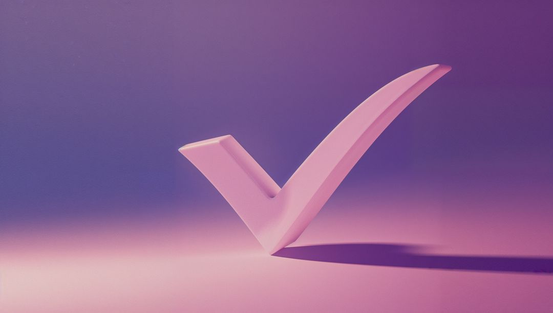 3D Check Mark Representing Success and Validation