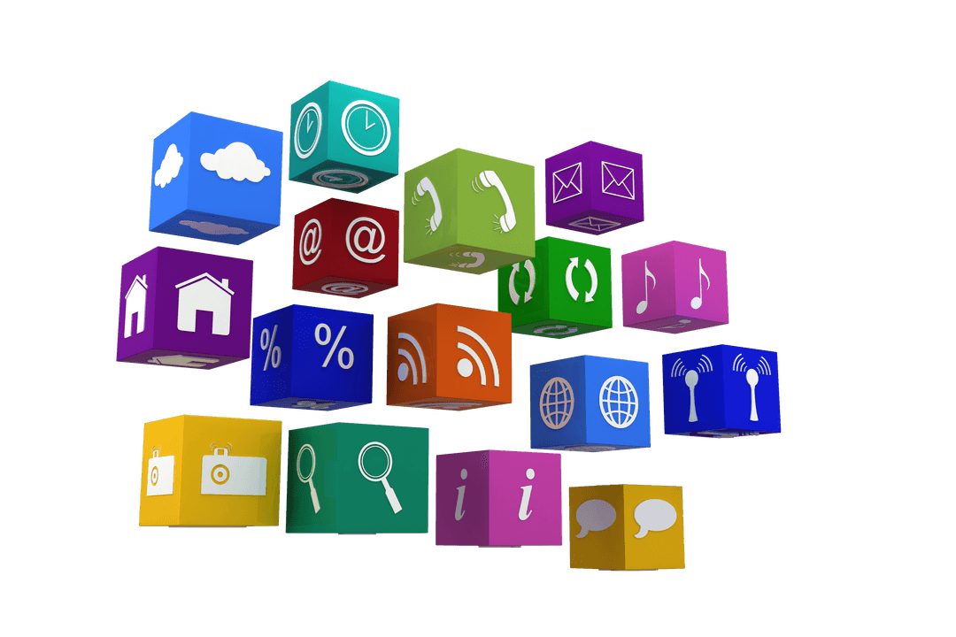 Transparent 3D Colorful Icons Representation