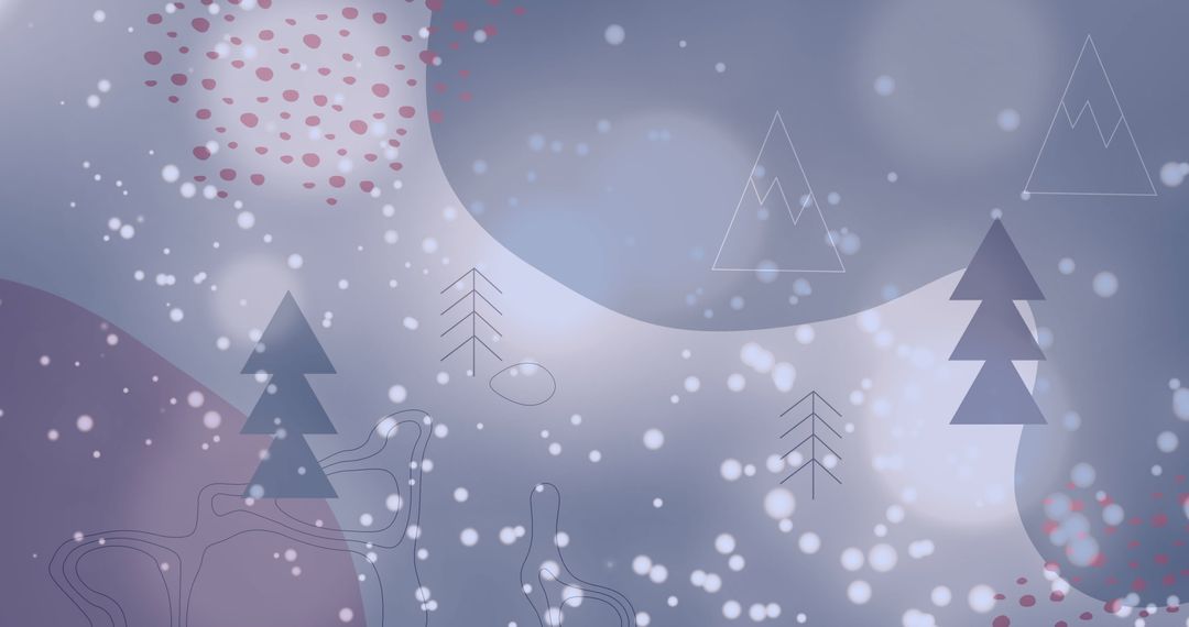 Abstract Snowfall with Christmas Trees in Winter Wonderland