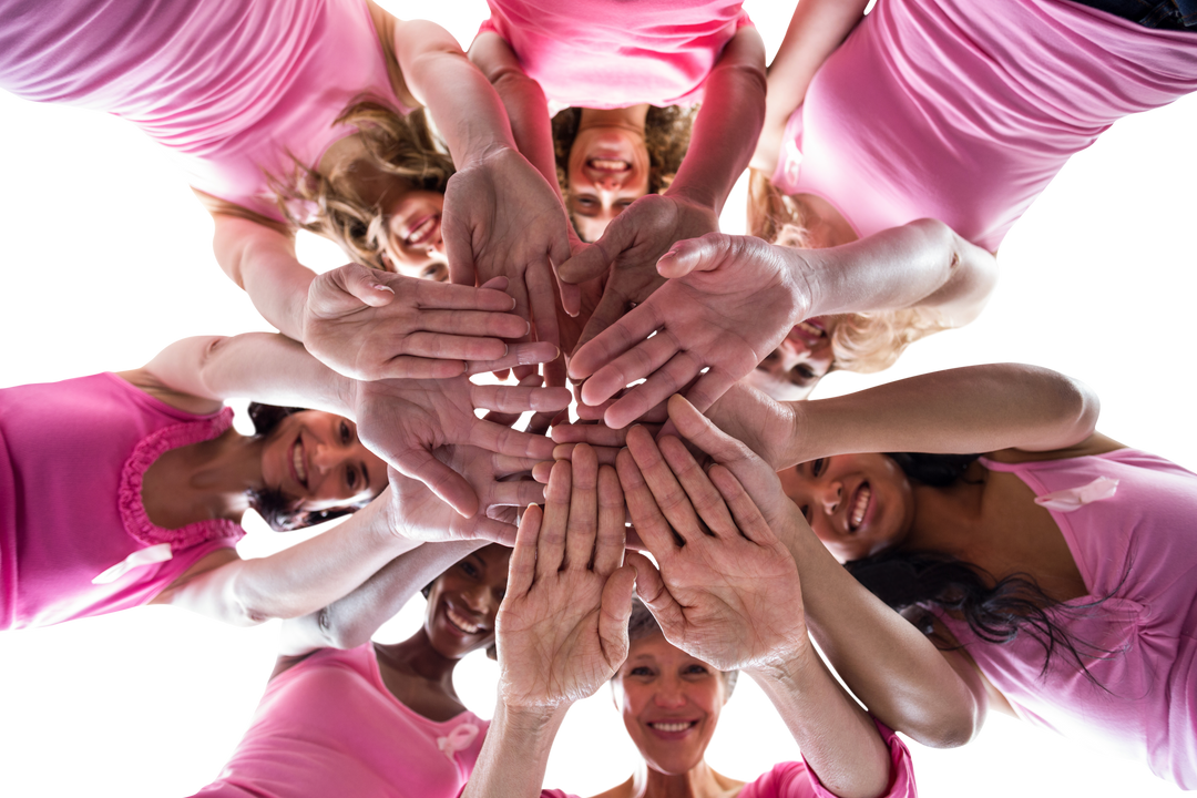 Women in Pink Uniting Hands for Breast Cancer Awareness, Transparent Image - Download Free Stock Images Pikwizard.com