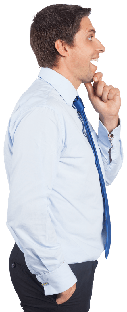 Transparent Side View of Businessman Deep in Thought