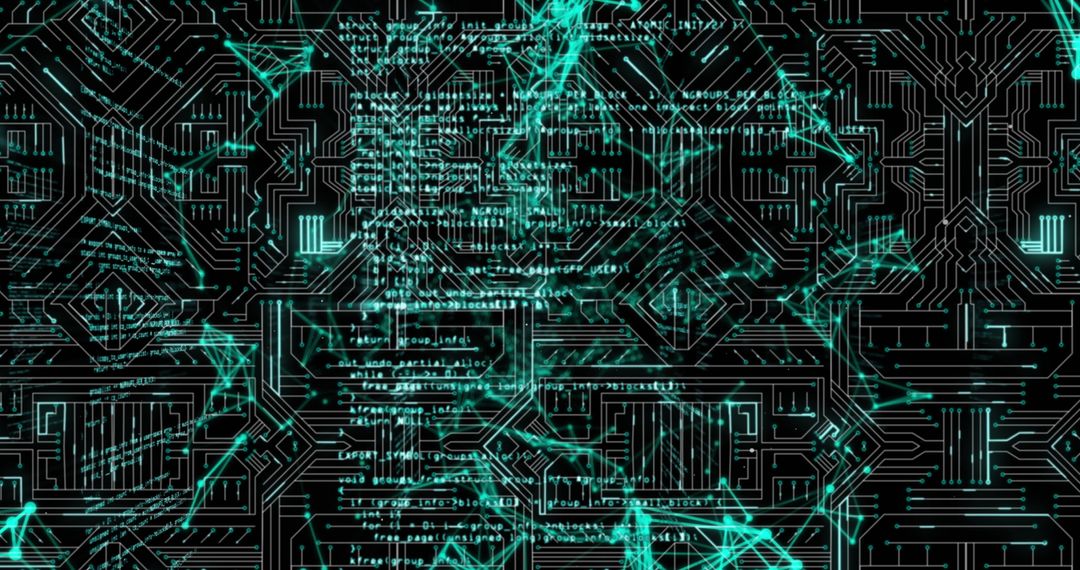 Digital Circuit Board with Data Code Overlay