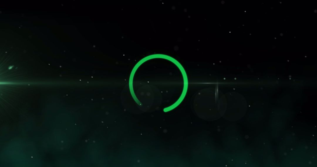 Glowing Green Loading Circle on Digital Interface