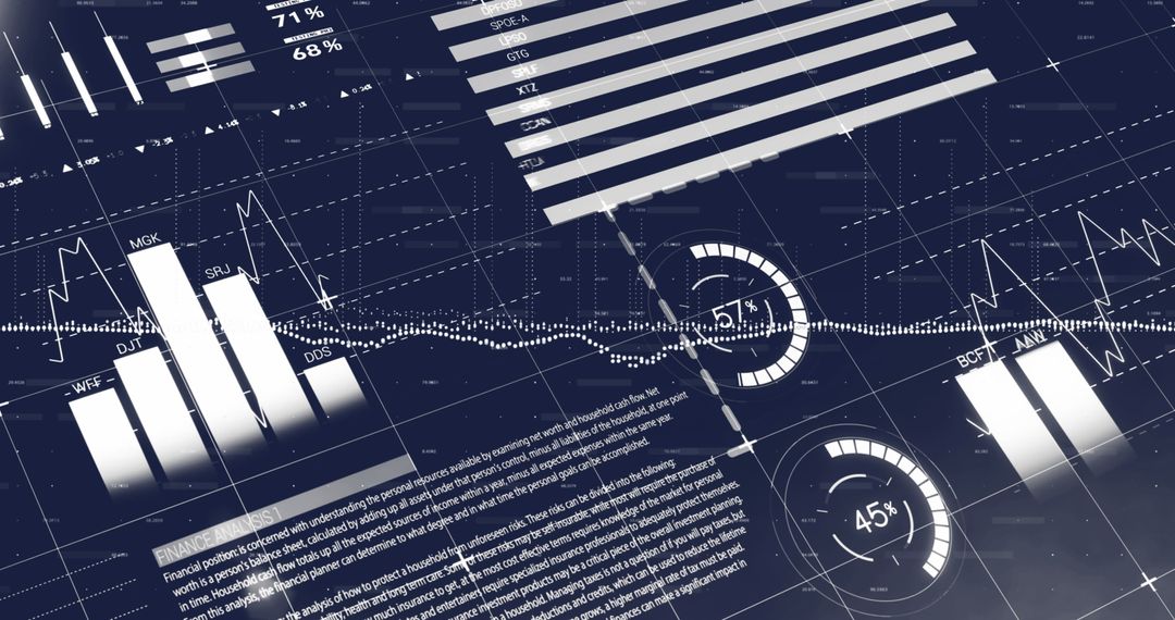 Abstract Business Dashboard Interface with Graphical Data