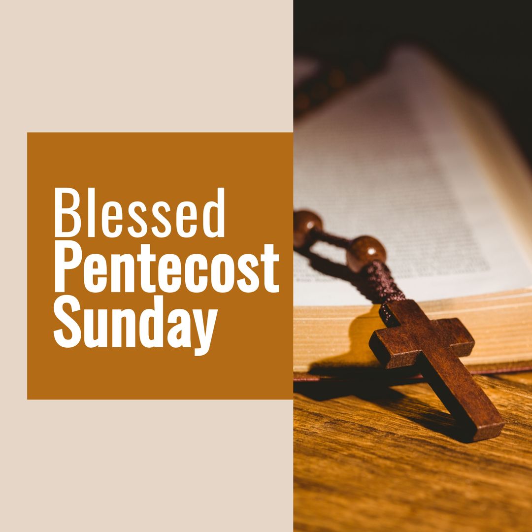 Pentecost Sunday Greetings with Rosary and Open Bible