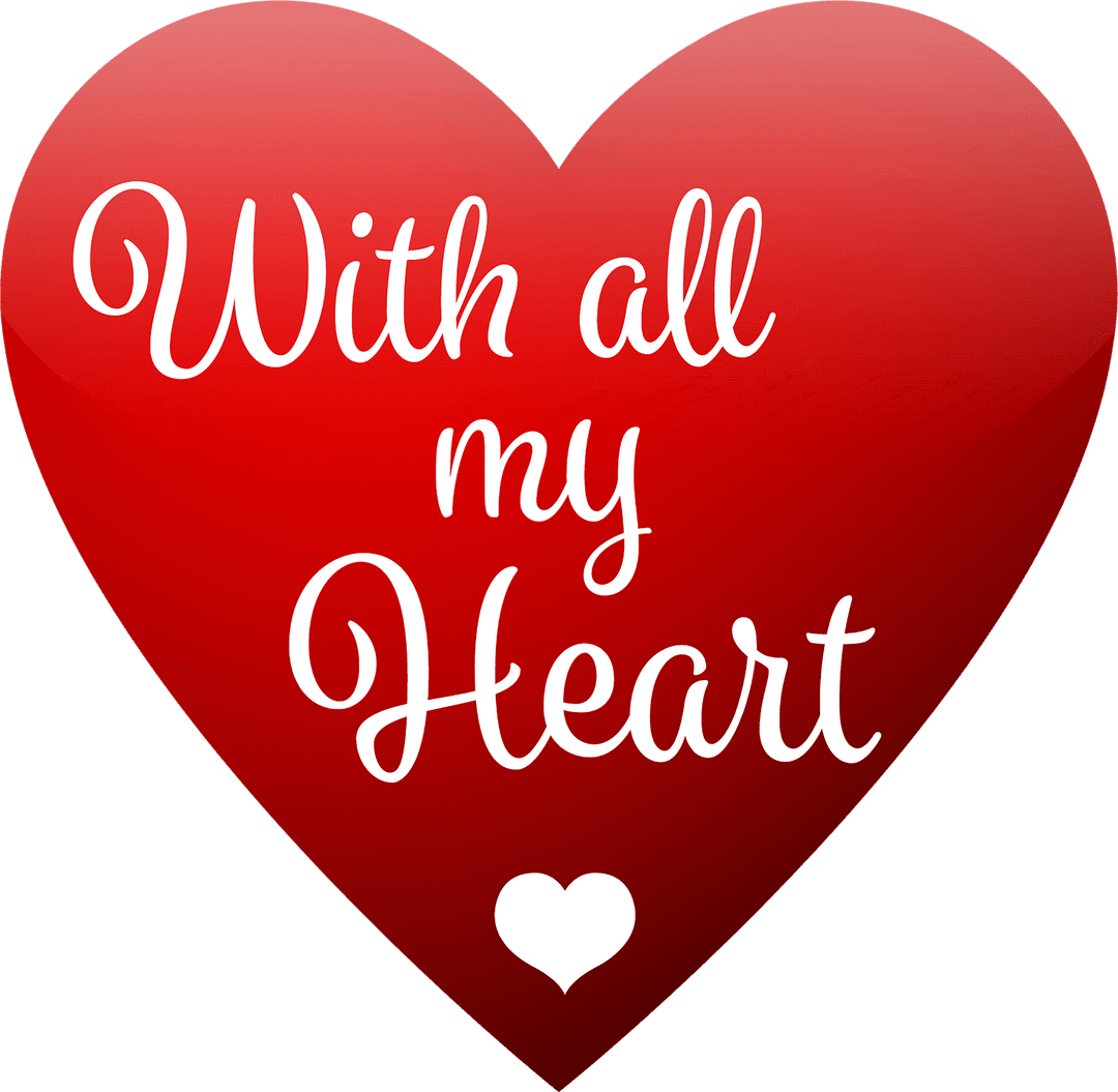 With All My Heart Red Heart Illustration on Transparent Background