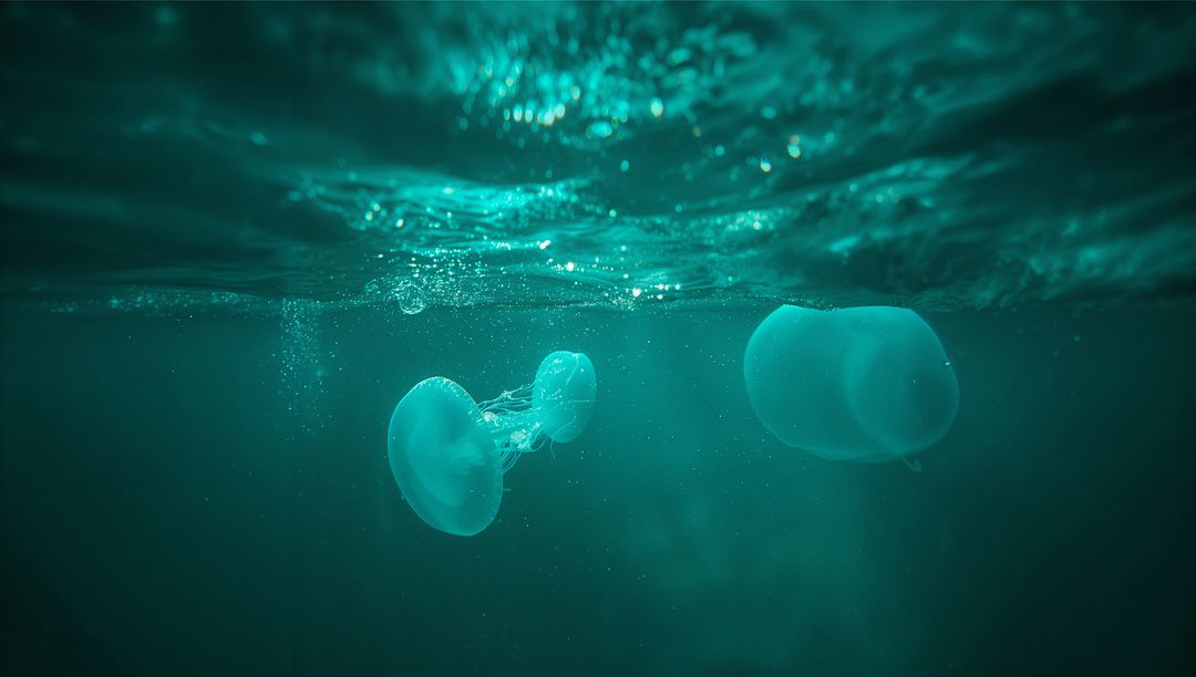 Floating Translucent Jellyfish Beneath Turquoise Waters