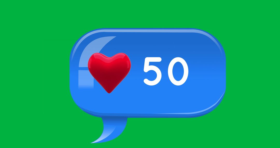 Heart Icon with Number Increasing on Green Conversational Background