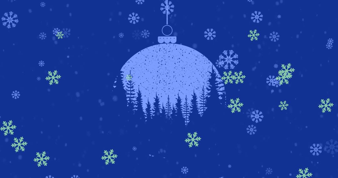 Christmas Ornament and Snowflake Design on Blue Background