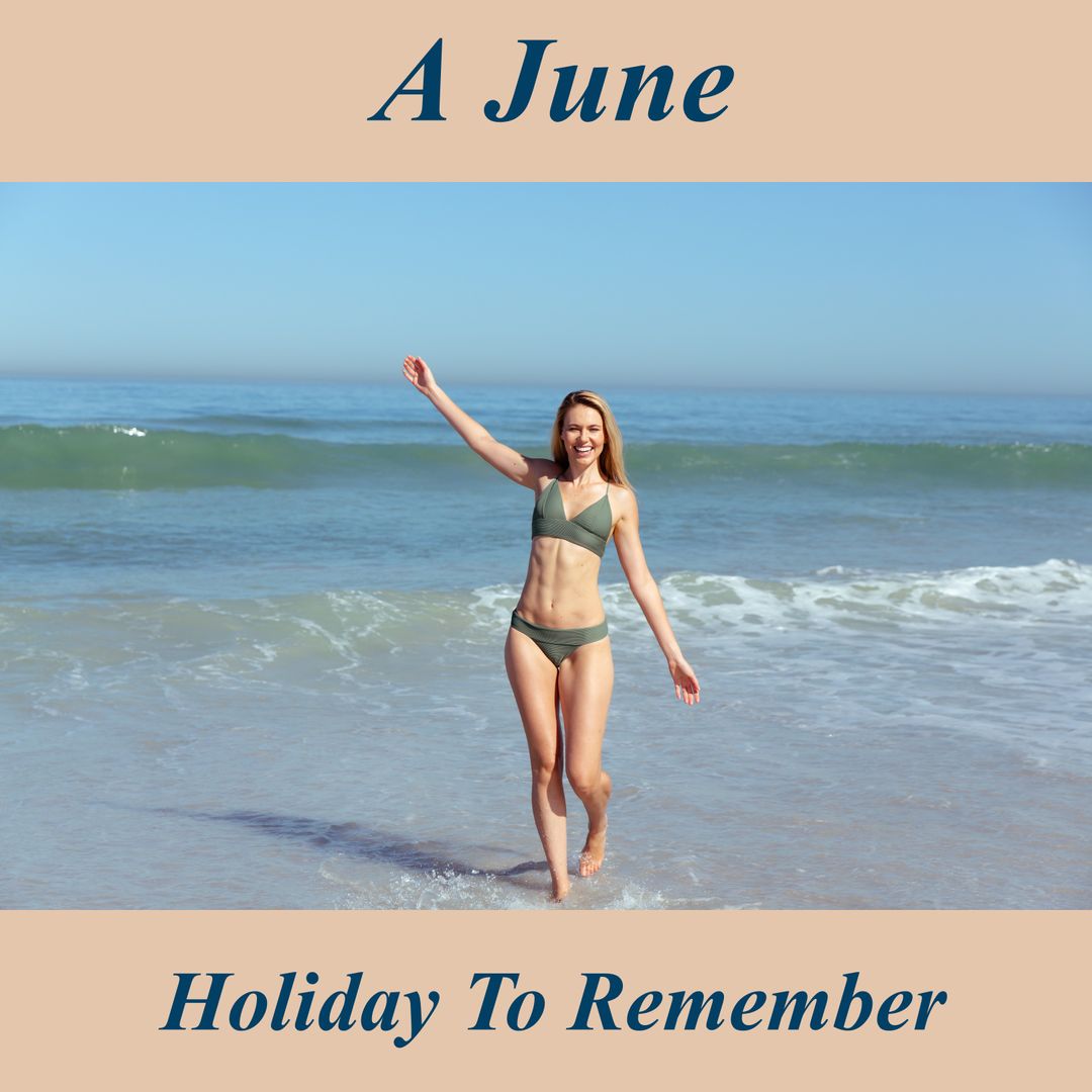 Summer Vacation Joy with Woman on Sunny Beach