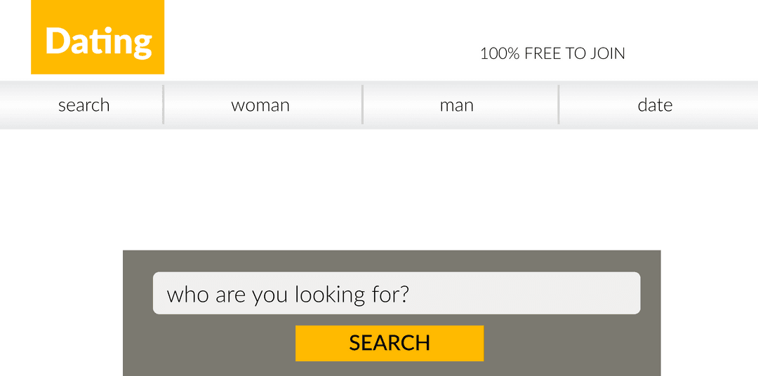 Transparent Design Close-Up of Online Dating Search Bar Interface