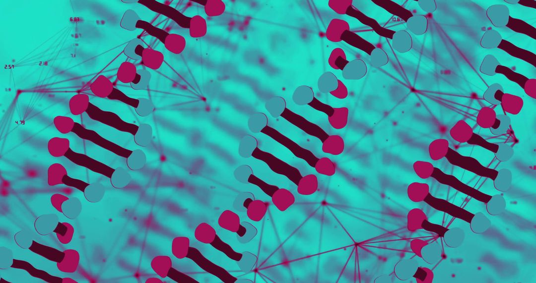 Molecular DNA Strand With Networking Design in Turquoise Background
