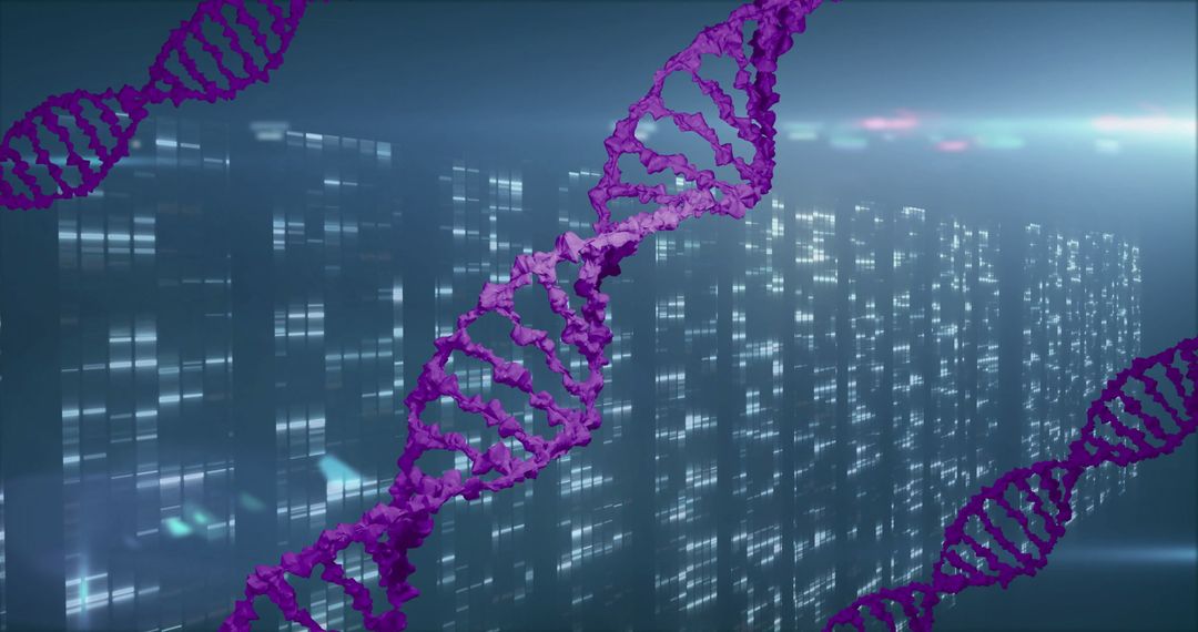 Futuristic Biotechnology with Purple DNA Helix in Digital Interface