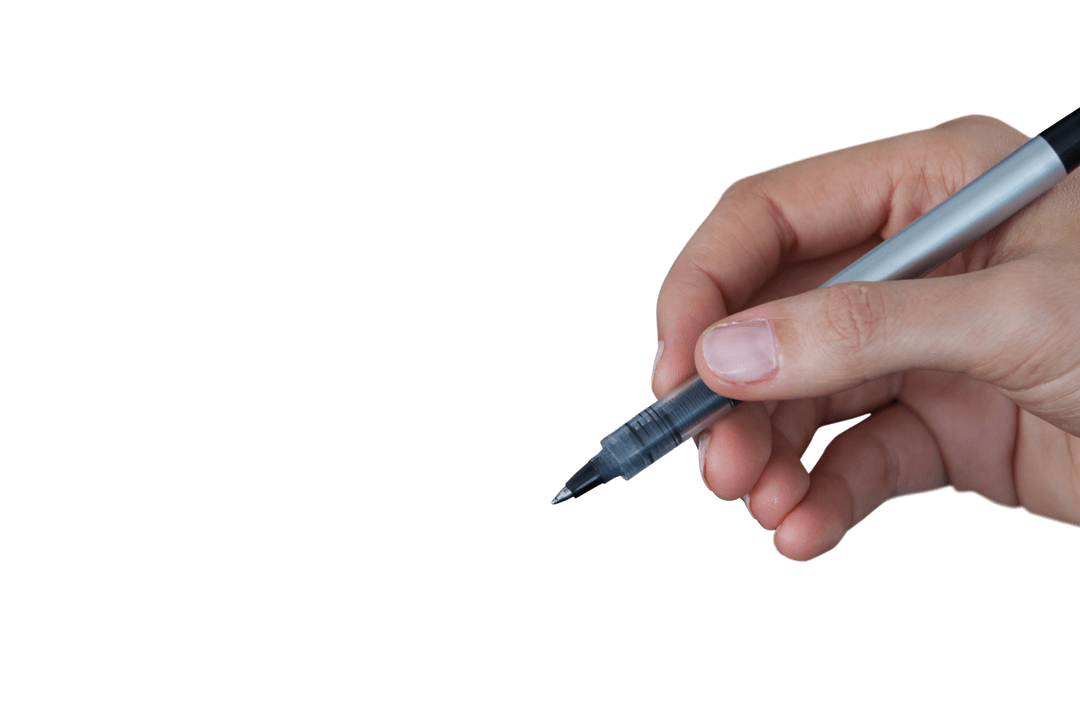 Transparent Hand Holding Writing Pen Isolated