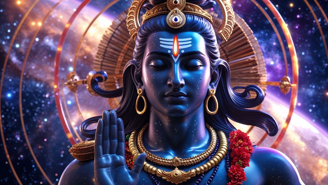 Divine Shiva in Meditation Amidst Cosmic Universe