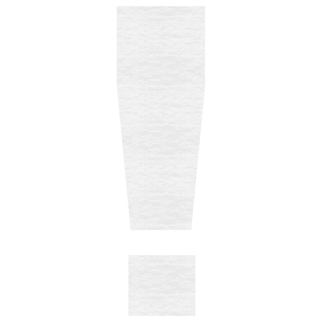 White exclamation mark on transparent background for communication art