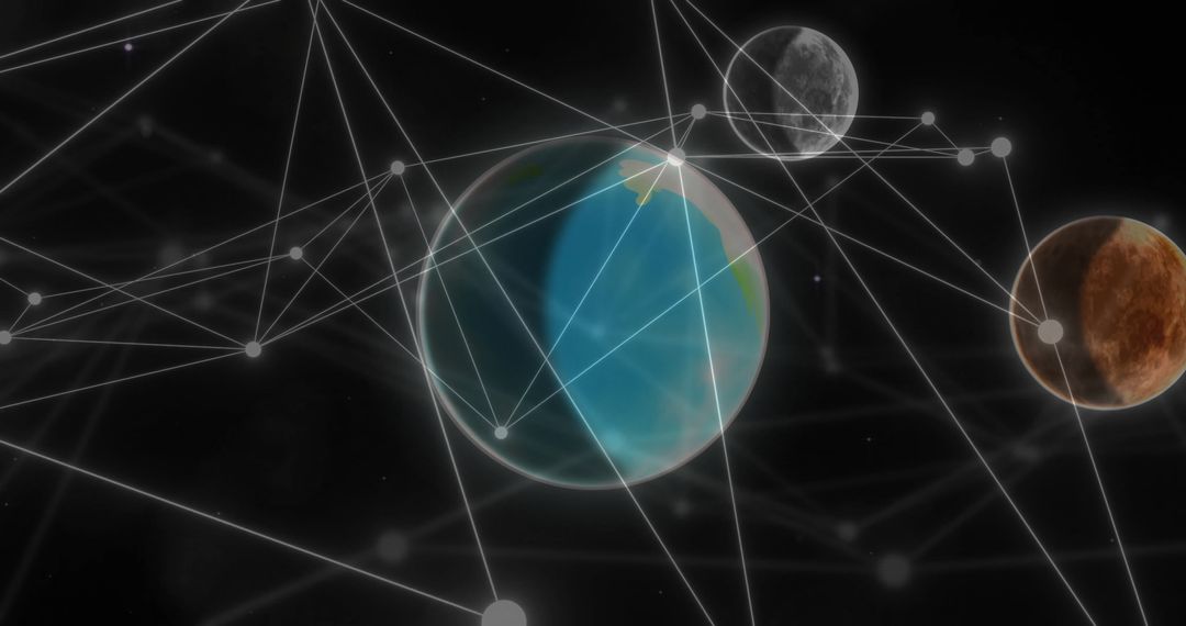 Abstract Global Network Connections Around Earth with Digital Web