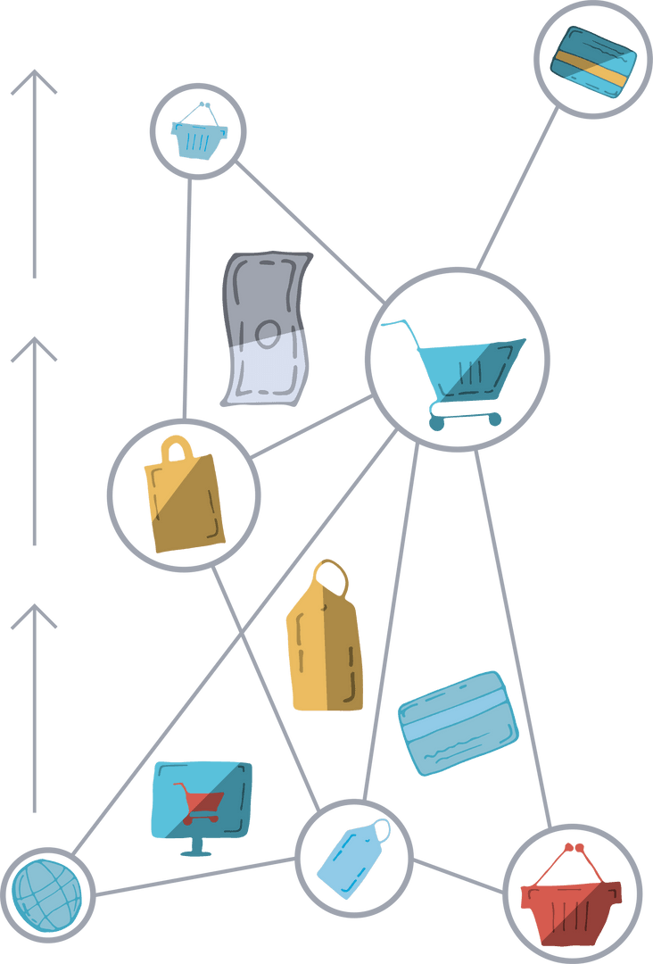 Transparent Shopping Network Illustration with Shopping Icons