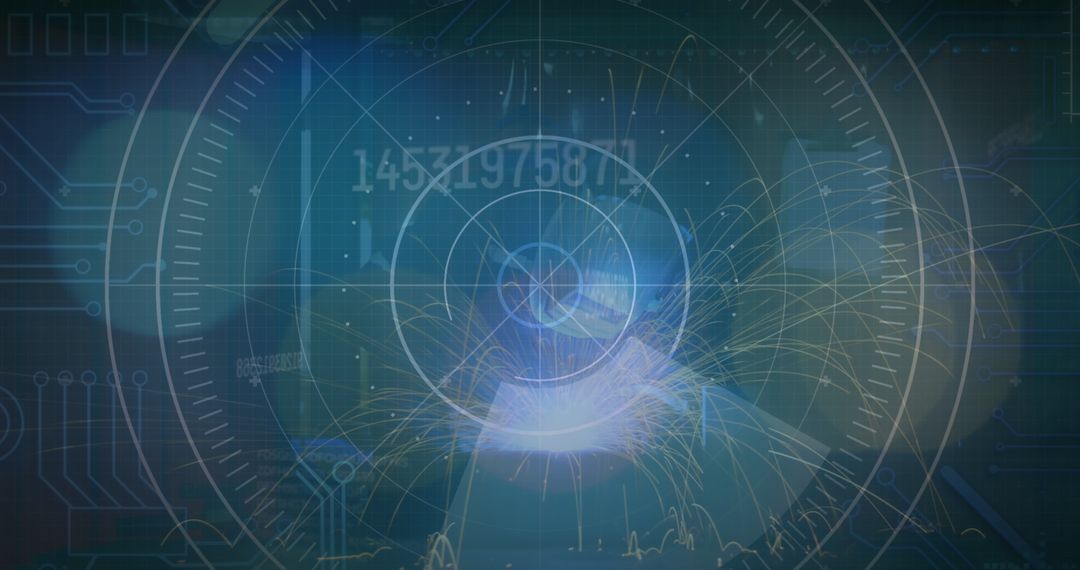 Futuristic Digital Overlay with Blurred Lights and Data Elements