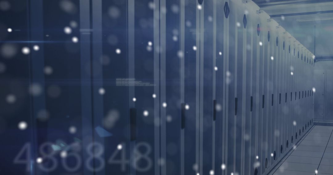 Digital DNA Strand Floating in Modern Data Center