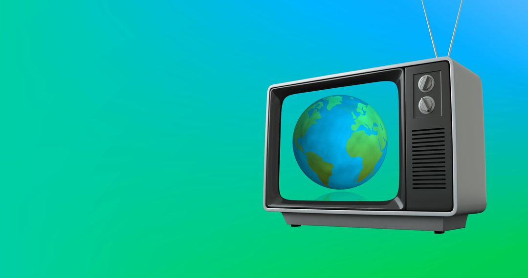 Vintage TV Displaying Globe with Blue and Green Background - Free Images, Stock Photos and Pictures on Pikwizard.com