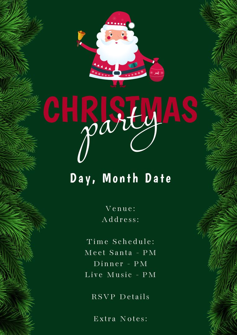Festive Christmas Party Invitation with Santa Claus