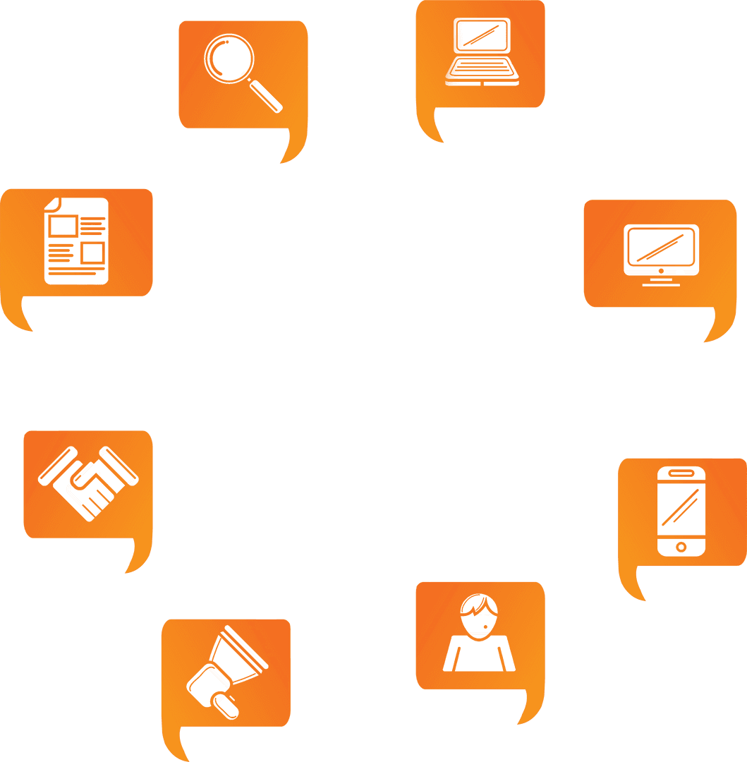 Transparent Communication Icons in Circular Arrangement