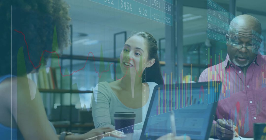 Dynamic Office Team Analyzing Financial Data Together