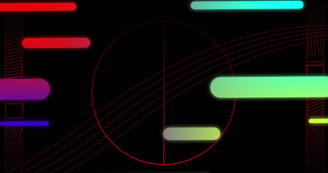 Gradient Shapes Against Abstract Patterns on Black Canvas