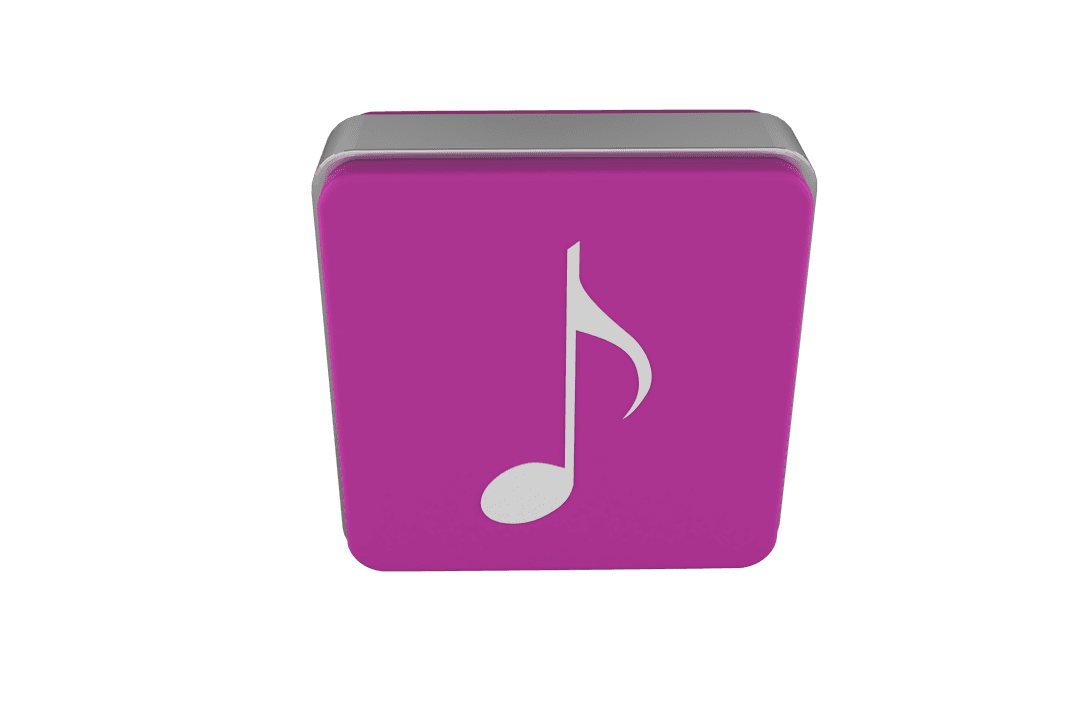 Digital Music Note Icon on Transparent Background