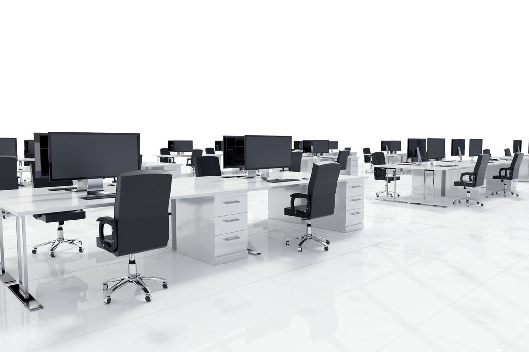 Transparent Office Furniture Layout in Spacious Modern Workspace - Download Free Stock Images Pikwizard.com