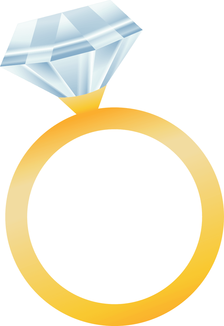 Golden Engagement Ring with Clear Gemstone on Transparent Background