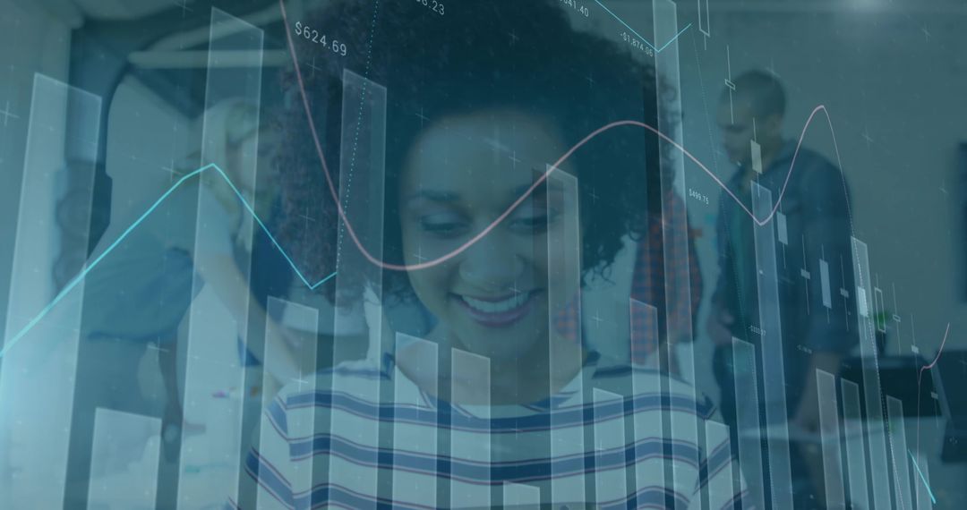 Smiling Professional Analyzing Data Visualization in Modern Office
