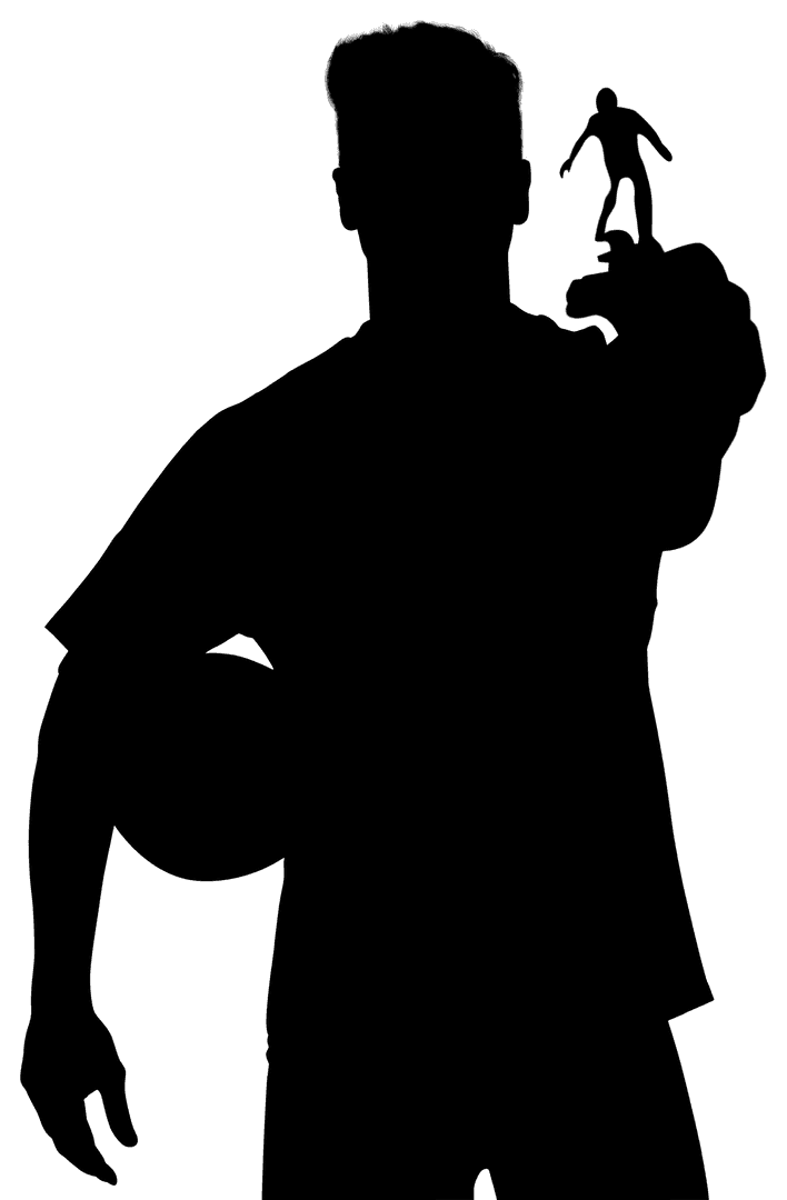 Silhouette of Male Football Player Dancing on Transparent Background