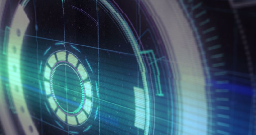 Futuristic Neon Scanner Interface with Digital Light Trails