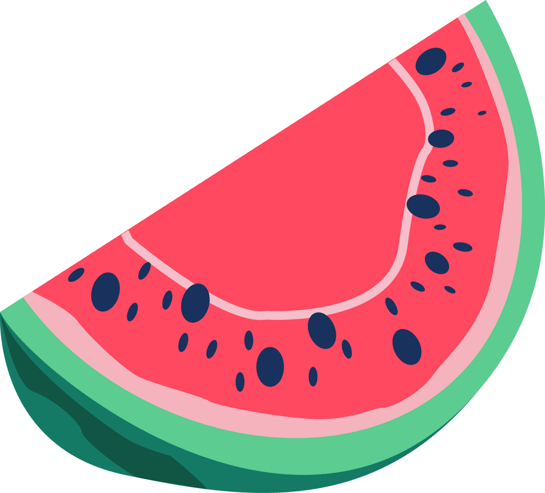 Vibrant Flat Design Watermelon Slice on Transparent Background