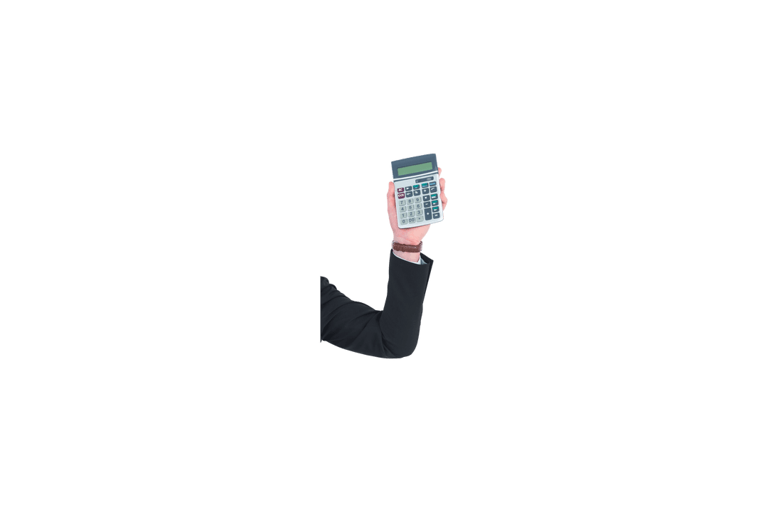 Hand with Calculator on Transparent Background for Finance Concepts