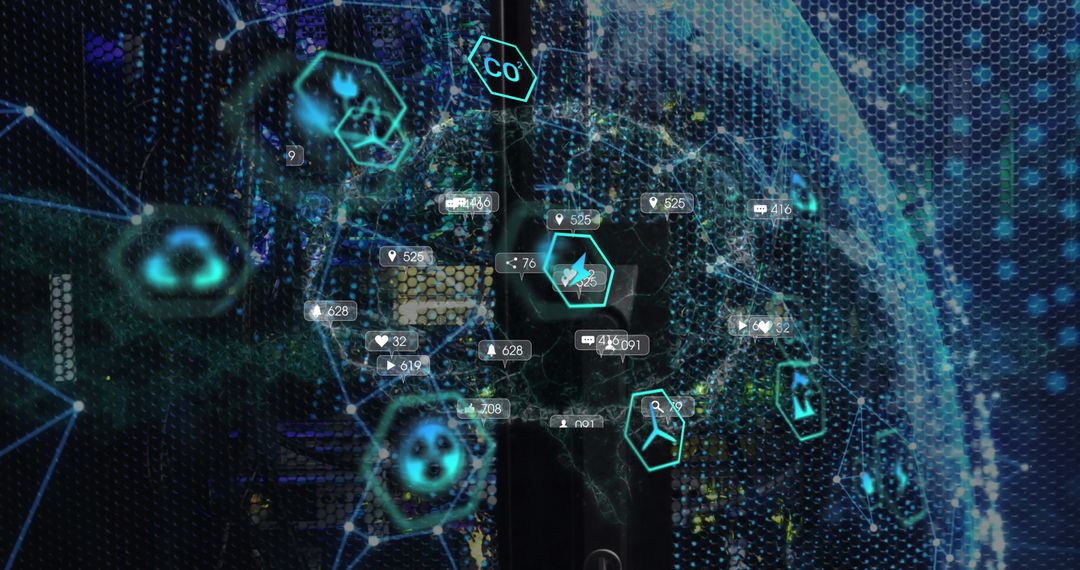 Digital Network Tracking Environmental Metrics with Neon Icons