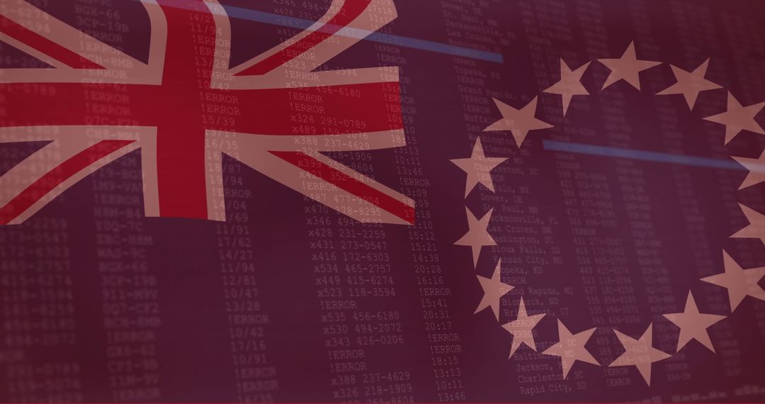 British and EU Flags Overlay on Financial Data Theme