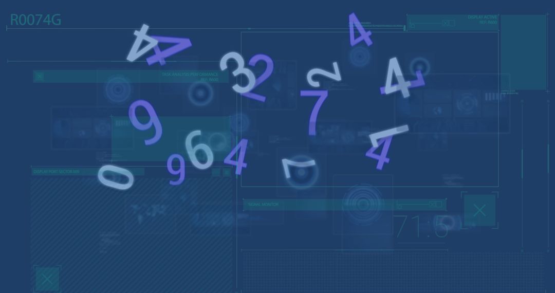 Futuristic Digital Data Numbers with HUD Interface Elements