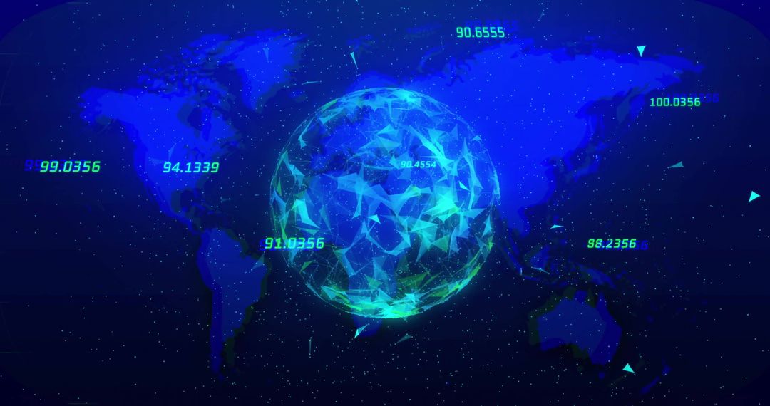Futuristic Digital Network Sphere Over Global Map